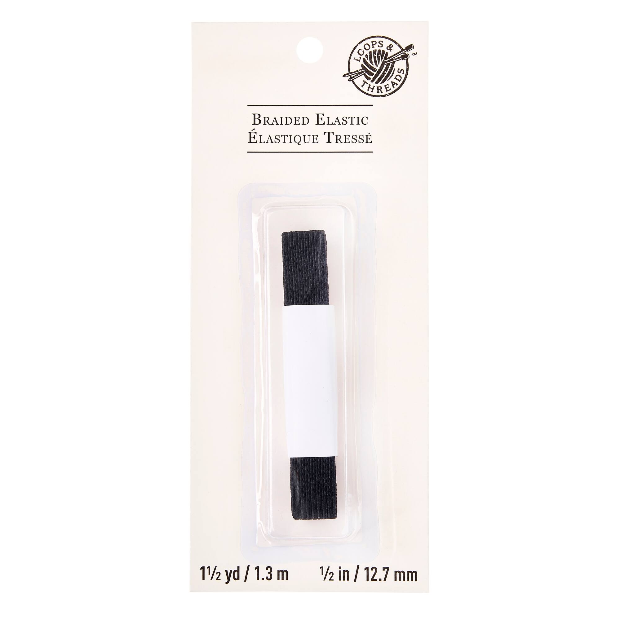 1/2" Black Braided Elastic by Loops & Threads™